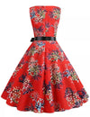 Vintage Pin Up -Mekko Punaisia Kukkia