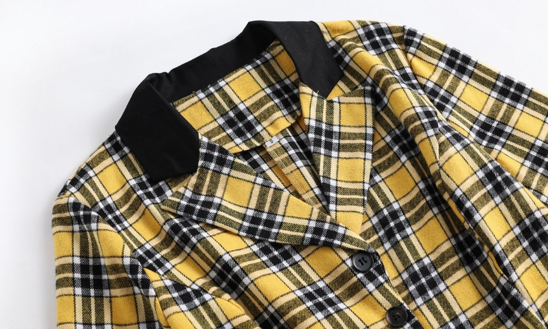 Vintage Keltainen Ja Musta Raidallinen Mekko