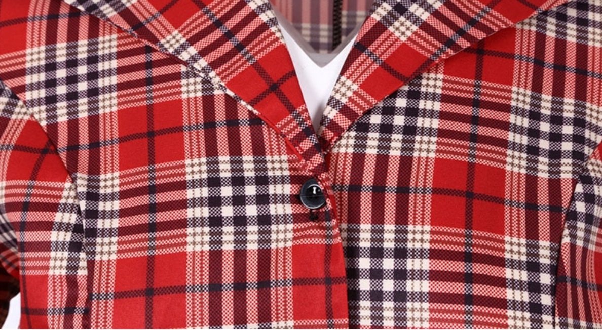 Vintage Punainen Ja Musta Raidallinen Mekko