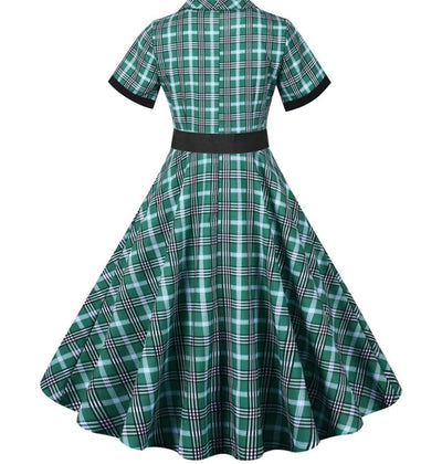 Vintage Vihreä Ja Musta Raidallinen Mekko