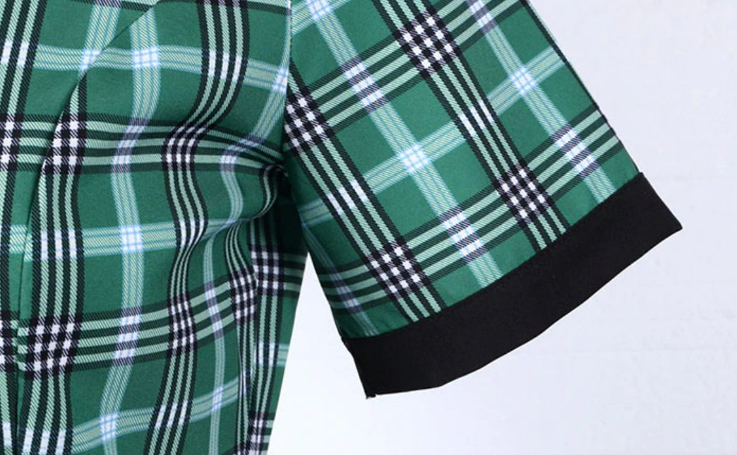 Vintage Vihreä Ja Musta Raidallinen Mekko