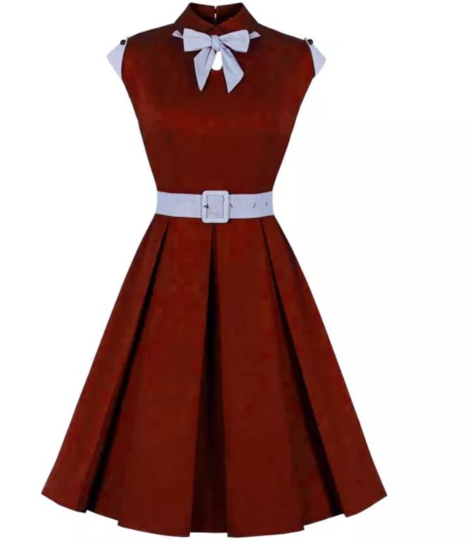 Vintage Rockabilly-Mekko 50-Luvun Burgundia