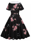 Vintage Rockabilly-Mekko 50-Luvun Kukkia