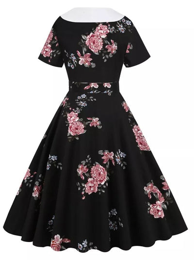 Vintage Rockabilly-Mekko 50-Luvun Kukkia