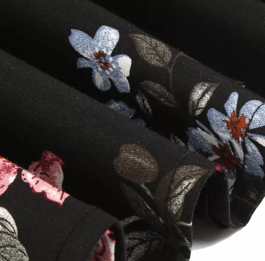 Vintage Rockabilly-Mekko 50-Luvun Kukkia