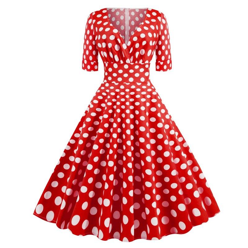 Vintage Rockabilly-Mekko 50-Luvun Punaisia Pilkkuja