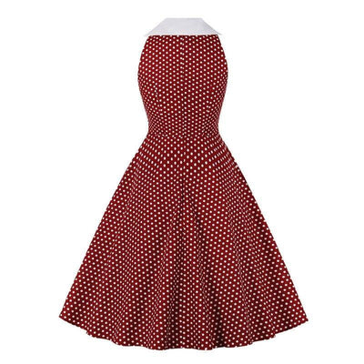 Vintage Rockabilly-Puuvillamekko, Viininpunainen