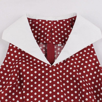 Vintage Rockabilly-Puuvillamekko, Viininpunainen