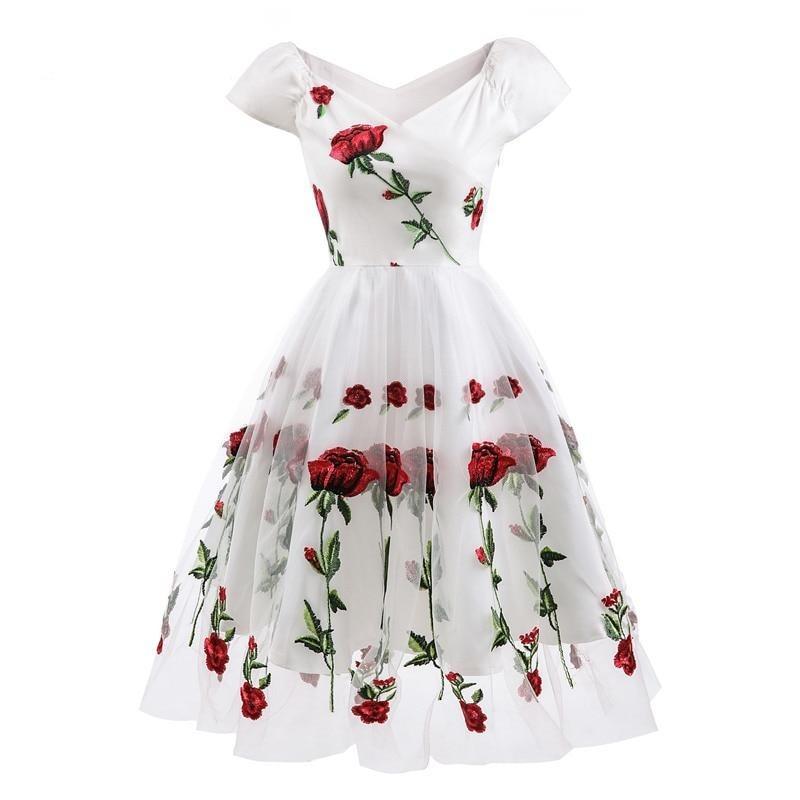 Vintage Rockabillyn Pitsimekko Valkoinen