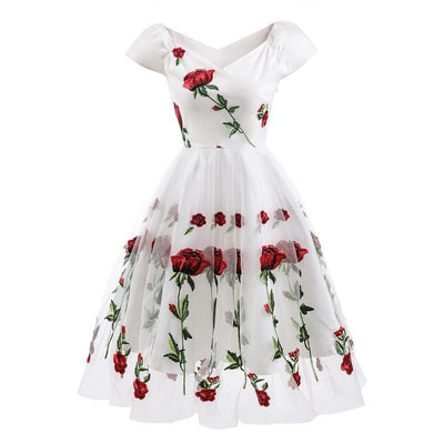 Vintage Rockabillyn Pitsimekko Valkoinen