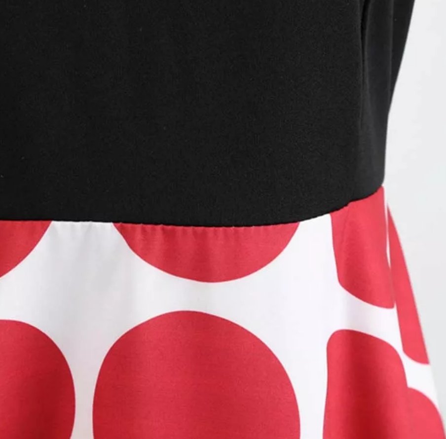 Vintage Punainen Ja Musta Rockabilly-Mekko