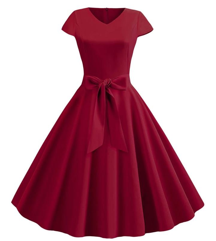 Burgundin Romanttinen Vintage-Mekko