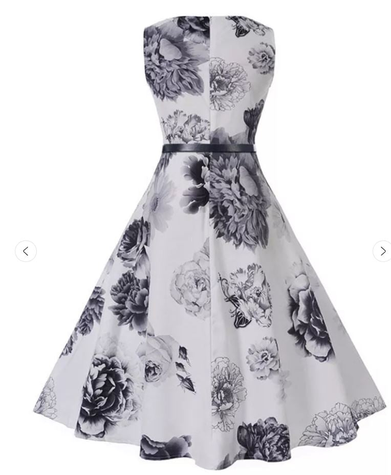 Vintage Romanttinen Mekko Laivastonvalkoinen