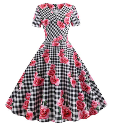 Vintage Romanttinen Musta Ruutumekko