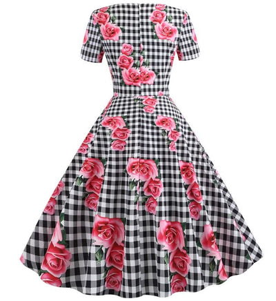 Vintage Romanttinen Musta Ruutumekko
