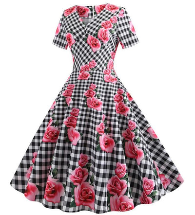 Vintage Romanttinen Musta Ruutumekko