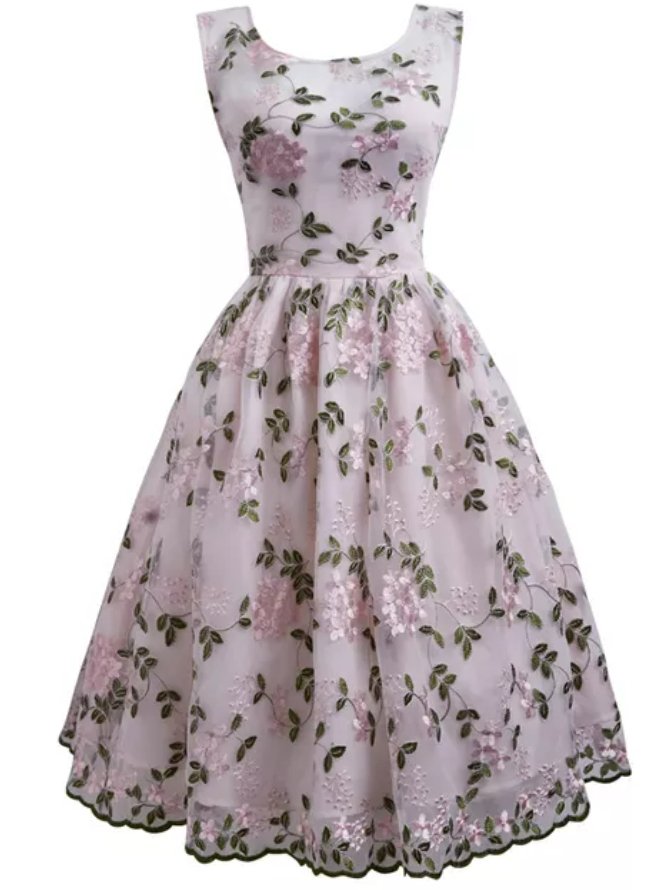 Vintage Rose Brodeerattu Mekko