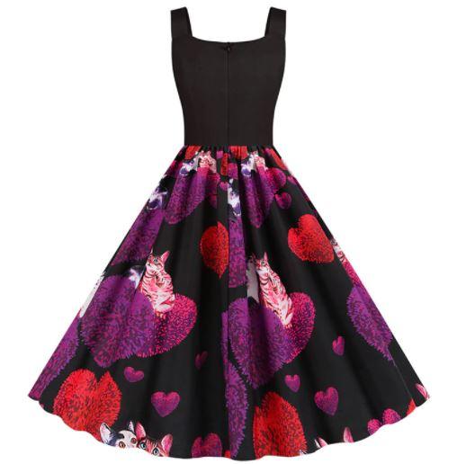 Vintage Musta Ystävänpäivämekko Kissoille