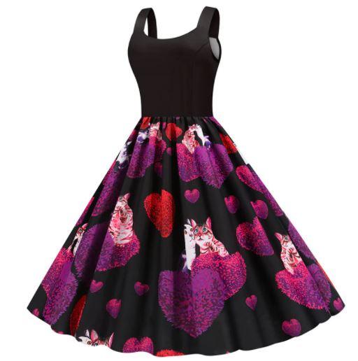 Vintage Musta Ystävänpäivämekko Kissoille