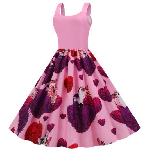 Vintage Vaaleanpunainen Ystävänpäivämekko