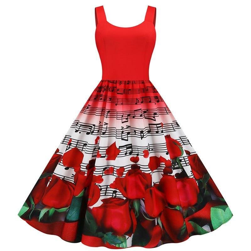 Vintage Ystävänpäivän Ruusujen Mekko