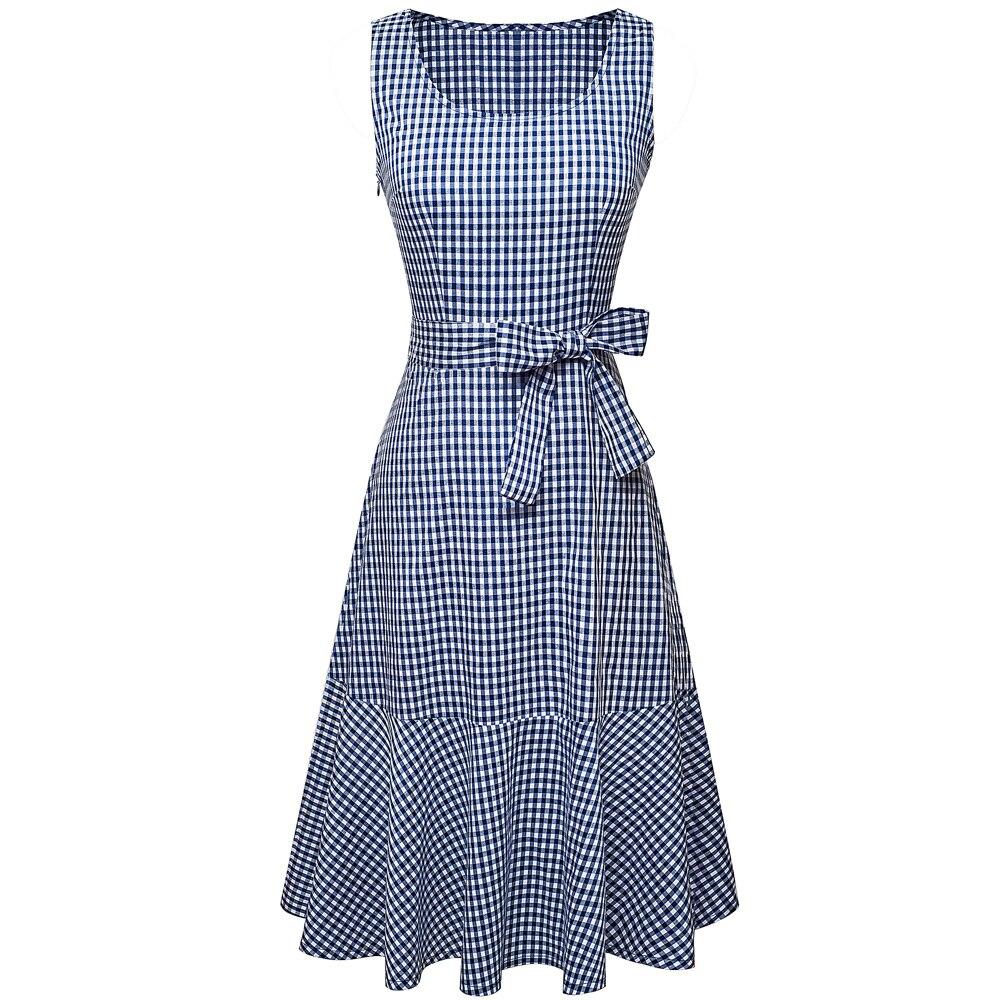 Sininen Hihaton Vintage Mekko