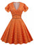 Vintage Seksikäs Pin Up Oranssi Mekko
