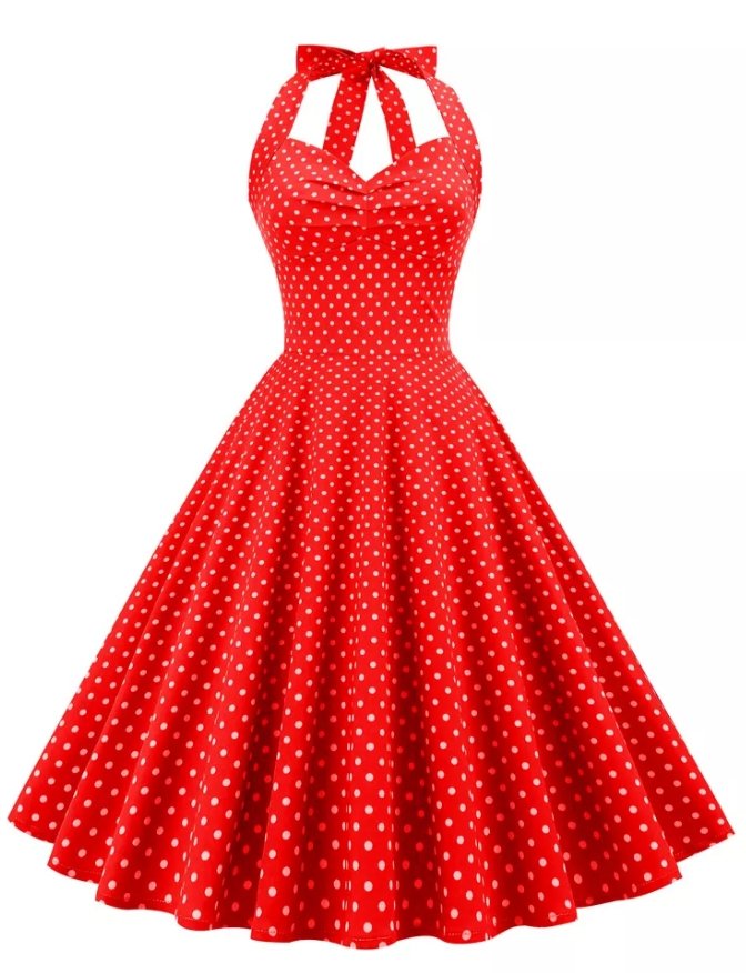 Vintage Seksikäs Pin Up Punainen Mekko