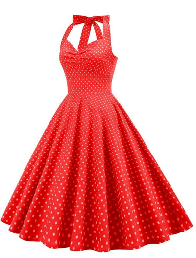 Vintage Seksikäs Pin Up Punainen Mekko