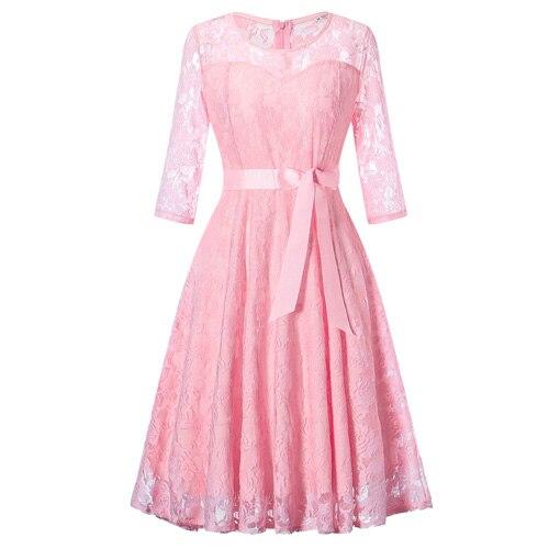 Vintage Pitkähihainen Pinkki Iltapuku