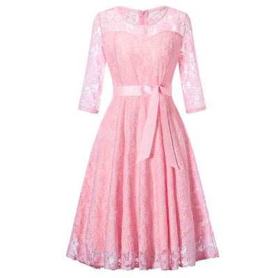 Vintage Pitkähihainen Pinkki Iltapuku
