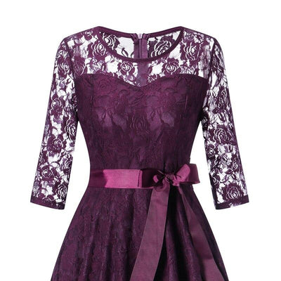 Vintage Violetti Pitkähihainen Iltapuku