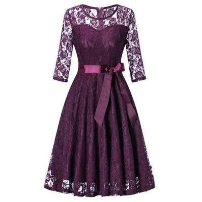 Vintage Violetti Pitkähihainen Iltapuku