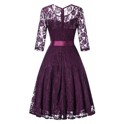 Vintage Violetti Pitkähihainen Iltapuku