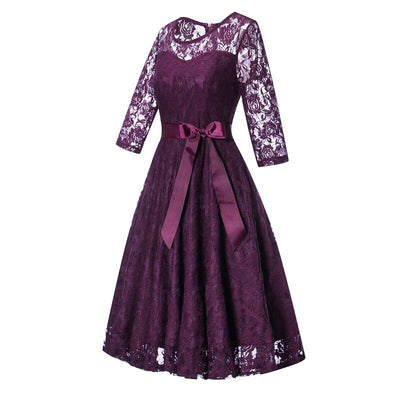 Vintage Violetti Pitkähihainen Iltapuku