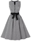 Vintage Mustavalkoinen Gingham-Mekko
