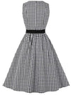 Vintage Mustavalkoinen Gingham-Mekko