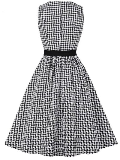 Vintage Mustavalkoinen Gingham-Mekko
