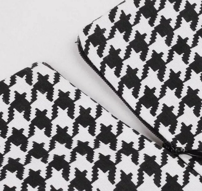 Vintage Mustavalkoinen Gingham-Mekko