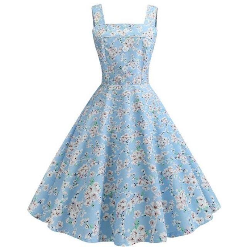 Vintage 1950 Taivaansininen Mekko