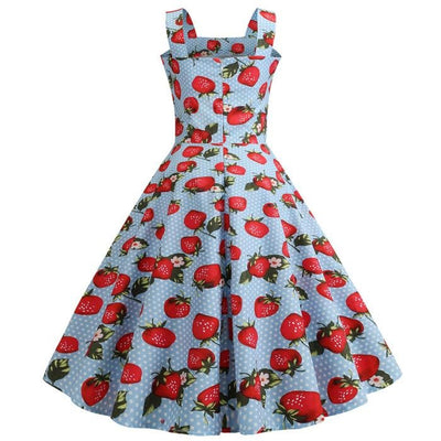 Vintage 1950 Mansikansininen Mekko