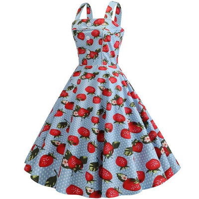 Vintage 1950 Mansikansininen Mekko