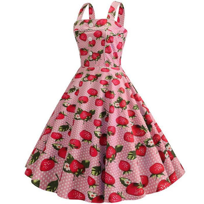 Vintage 1950 Mansikkavaaleanpunainen Mekko