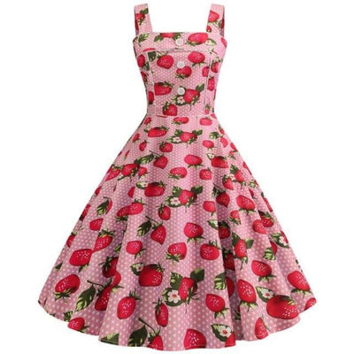 Vintage 1950 Mansikkavaaleanpunainen Mekko