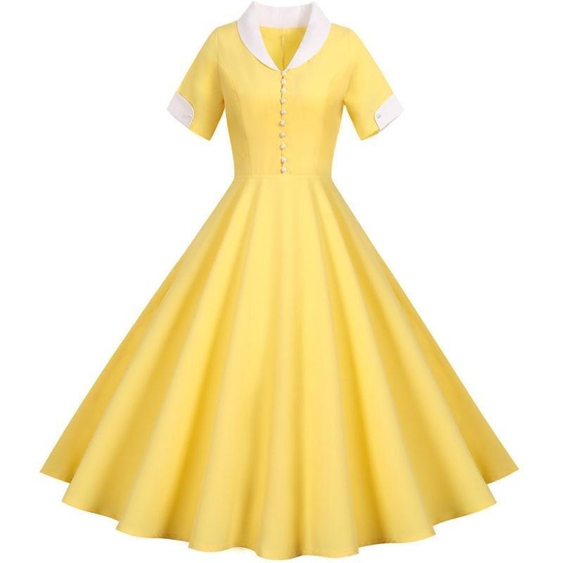 Vintage 50-Luvun Keltainen Mekko
