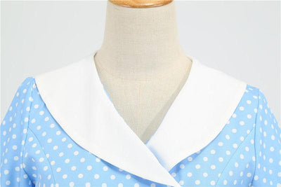 50-Luvun Taivaansininen Pilkkumekko