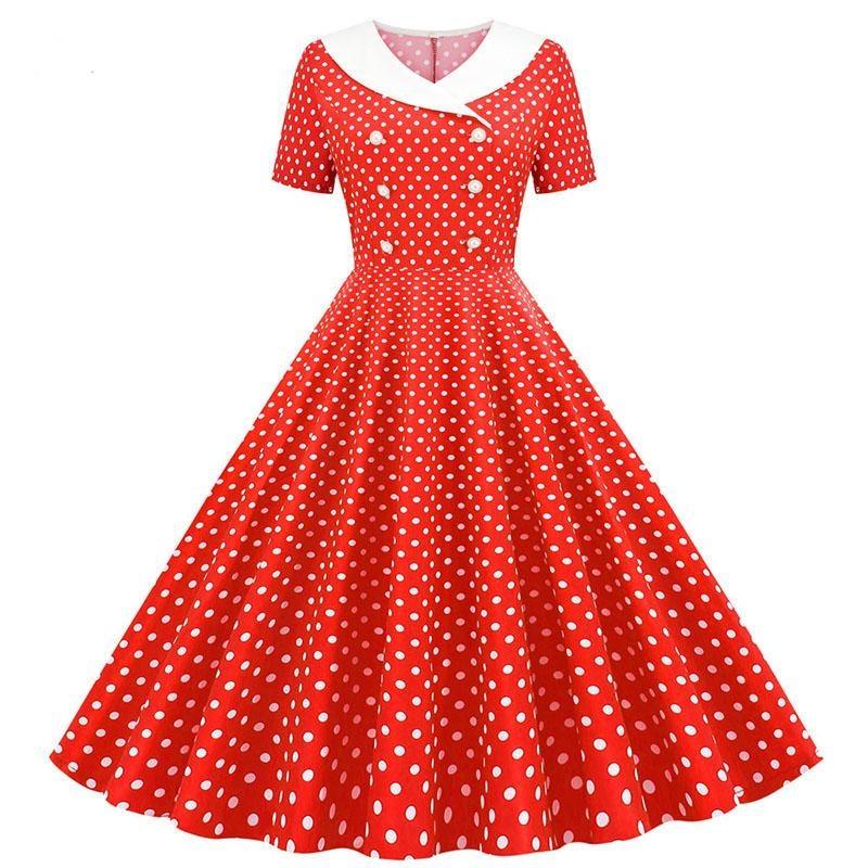 Punainen Ja Valkoinen 50-Luvun Mekko
