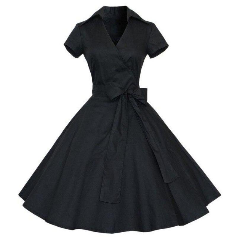 Vintage 50-Luvun Vankka Musta Mekko