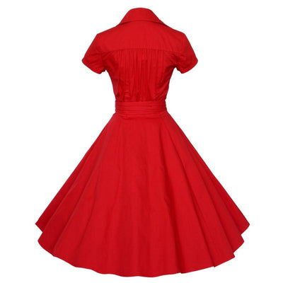 Vintage 50-Luvun Solid Punainen Mekko