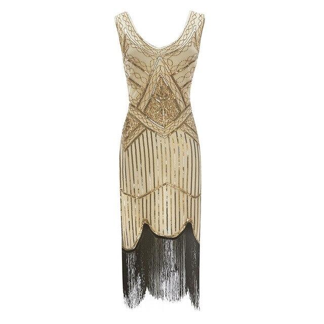 Vintage 20-Luvun Mekko Beige Musta